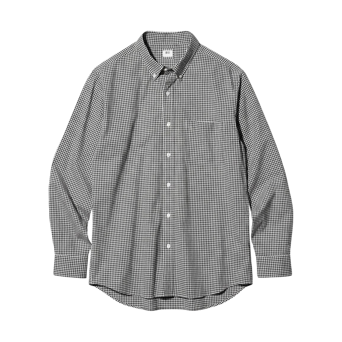 482461-09 Uniqlo Broadcloth Regular Fit Button Down Check Shirt Black - JP