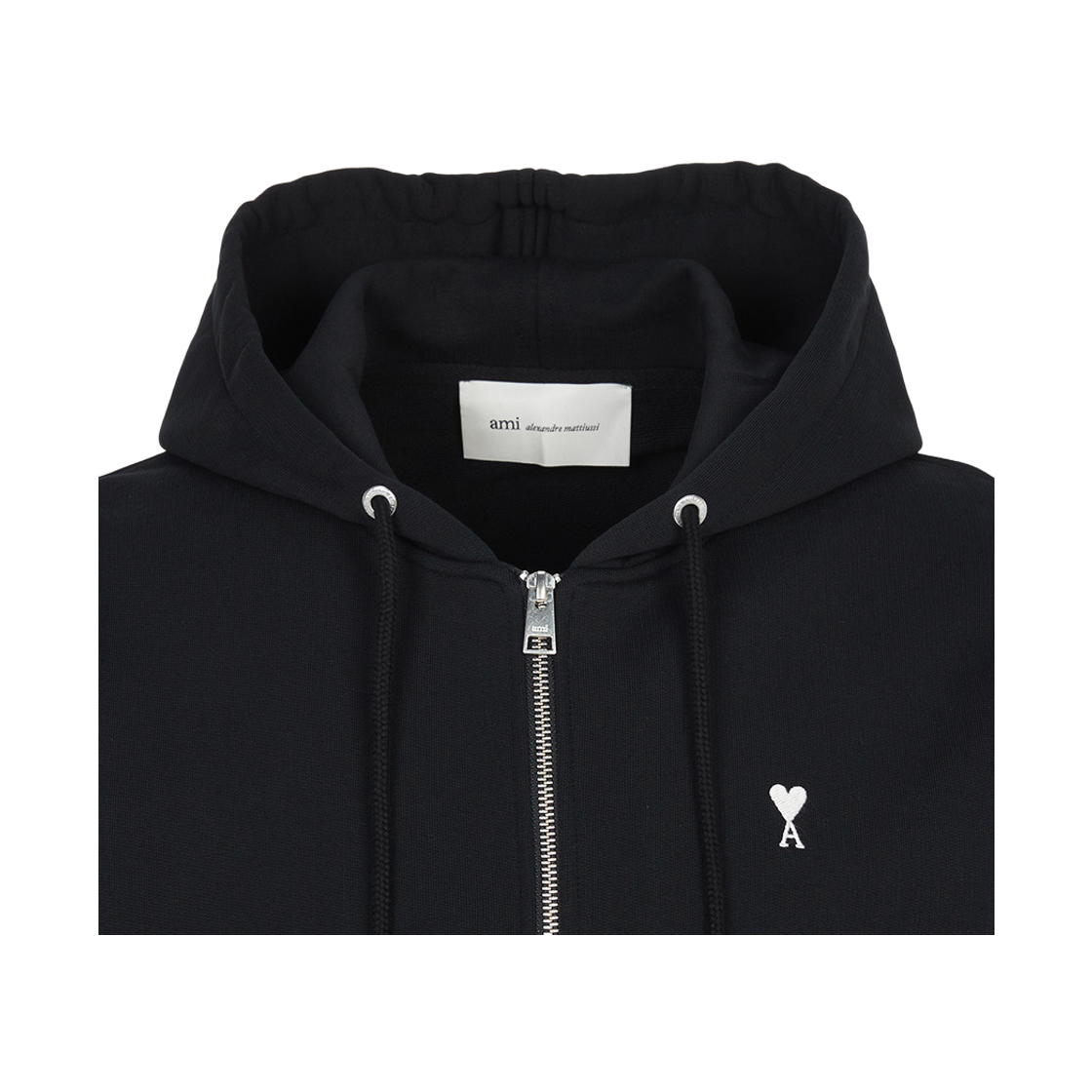 [15% 쿠폰] 아미 스몰 하트 로고 코튼 지퍼 후드 블랙 화이트 크림([15% 쿠폰] AMI de Coeur Cotton Zipped Hoodie Black White Cream) - 5