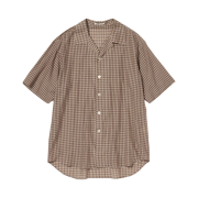 Auralee Airy Light Cotton Check Half Sleeved Shirt Brown Gingham Check - 26SS