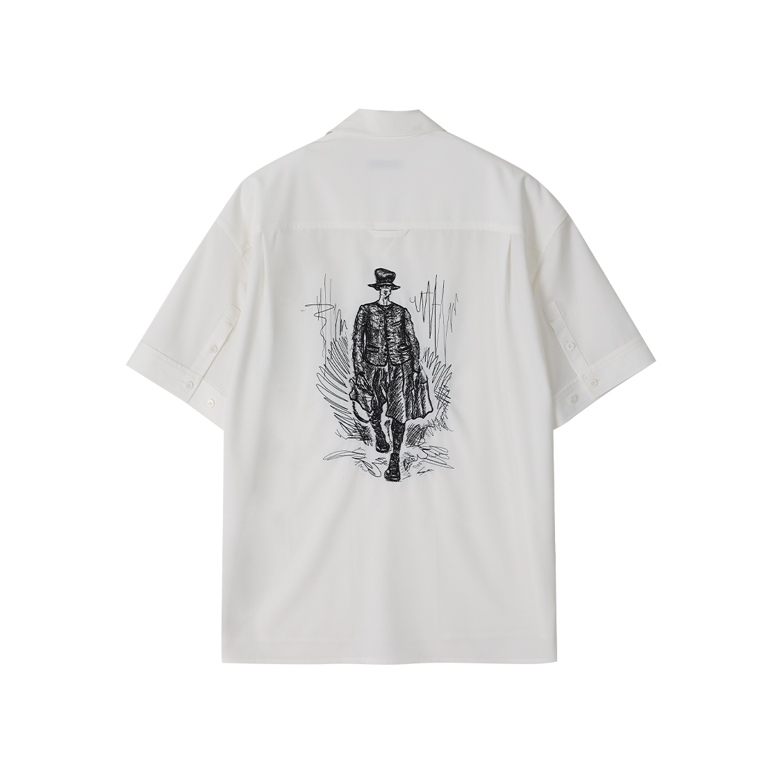 송지오 옴므 SSAW 오리지널 드로잉 오픈 카라 하프 셔츠 화이트(SONGZIO HOMME SSAW Original Drawing Open Collared Half Shirt White) - 2