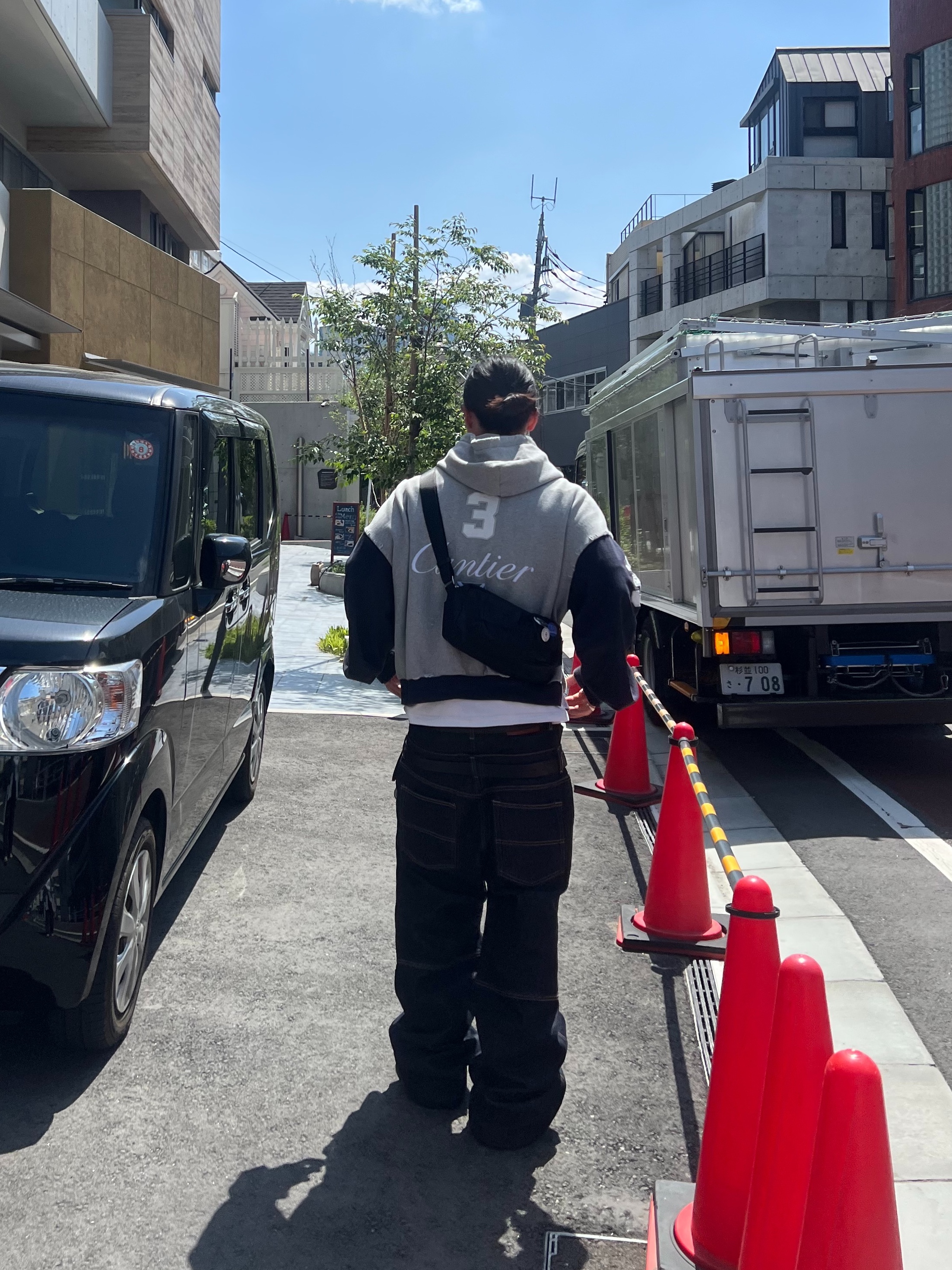 ROARINGRAD Double Obi Zip Denim Pants Indigo, Protocol Index Buttivore Zip Hoodie White Melange 착용 스타일 - 8