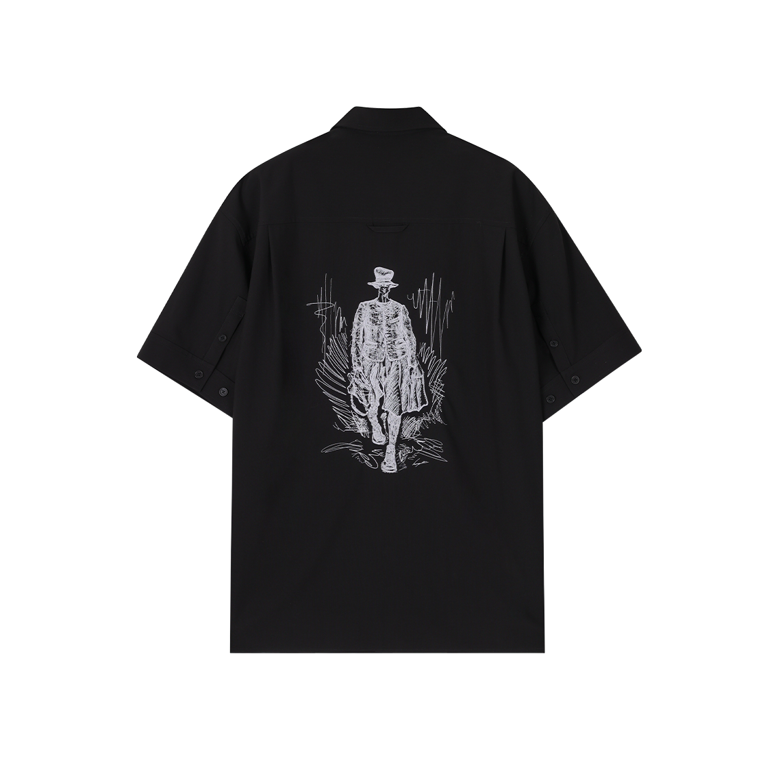 송지오 옴므 SSAW 오리지널 드로잉 오픈 카라 하프 셔츠 블랙(SONGZIO HOMME SSAW Original Drawing Open Collared Half Shirt Black) - 2