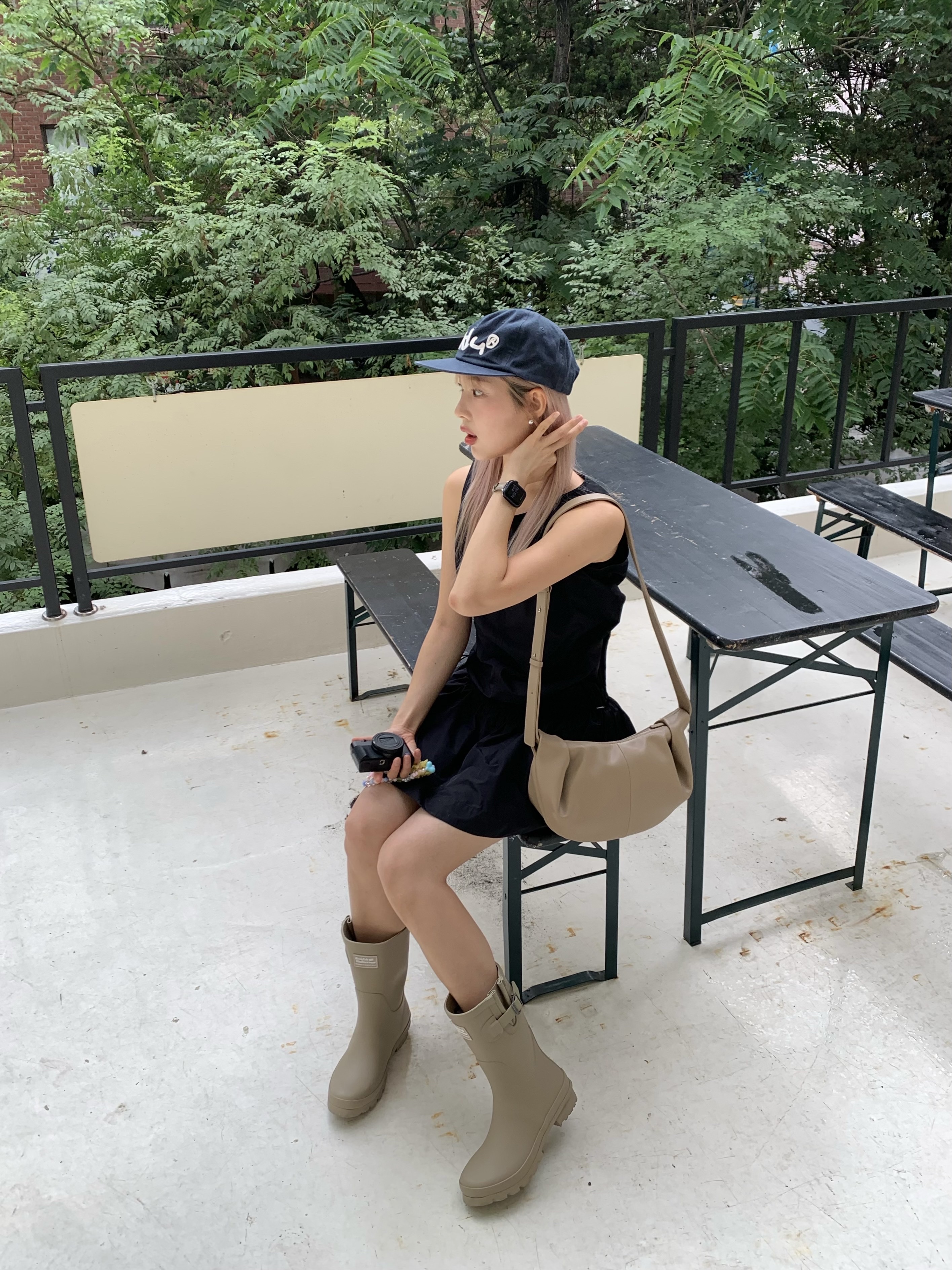 (W) Rockfishweatherwear Original Short Rain Boots Cocoa 착용 스타일 - 9