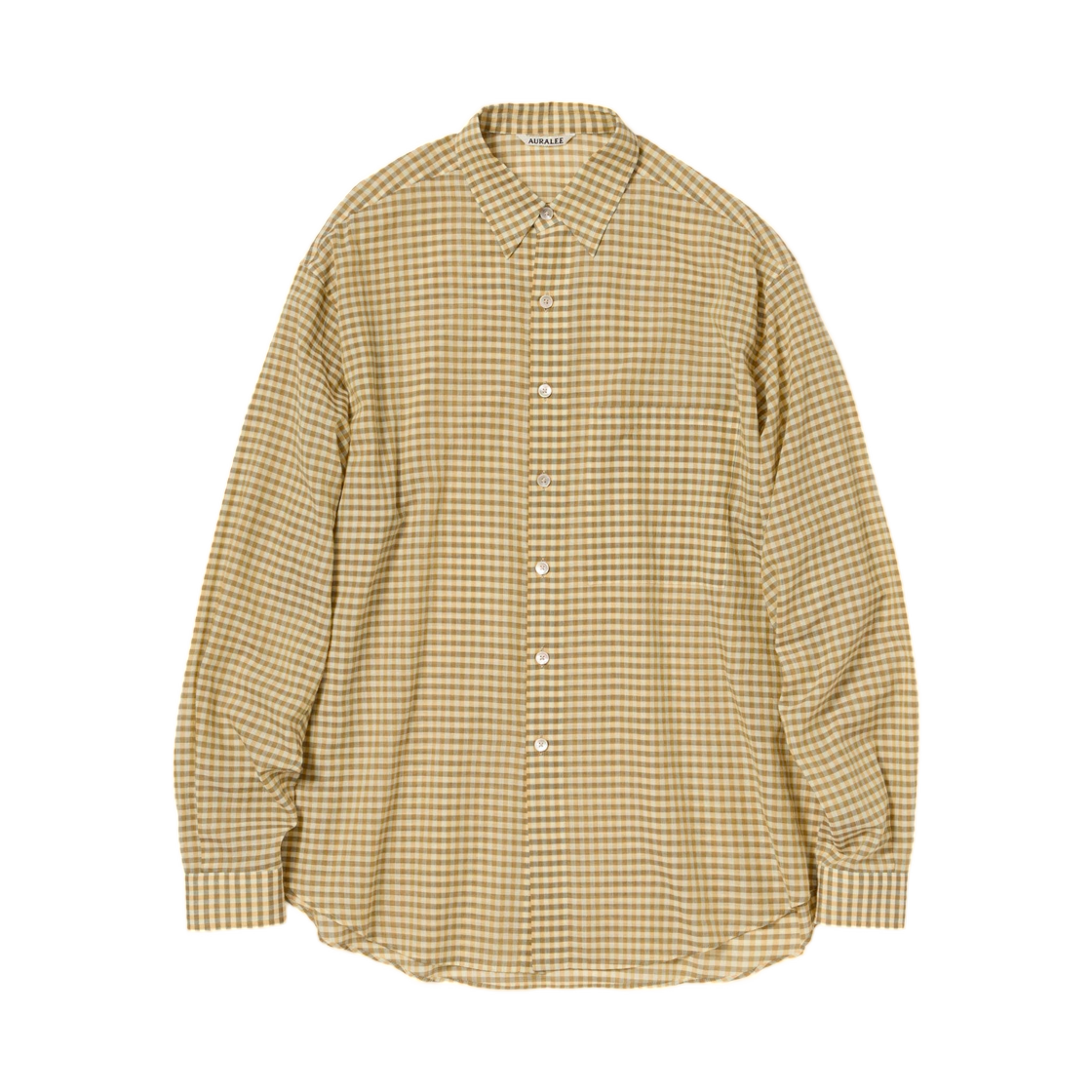 A26SS01GC Auralee Airy Light Cotton Check Big Shirt Mustard Gingham Check - 26SS