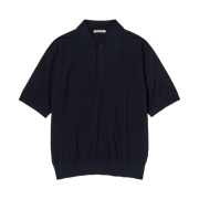 Auralee Giza High Gauge Knit Polo Dark Navy - 26SS