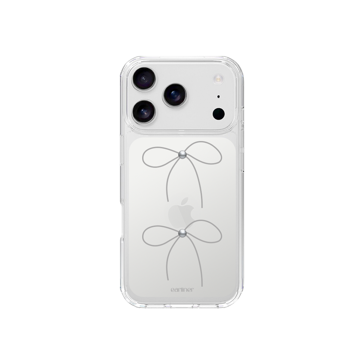 얼리너 실버 리본 젤하드 케이스(EARLINER handmade silver ribbon jelly hard case)
