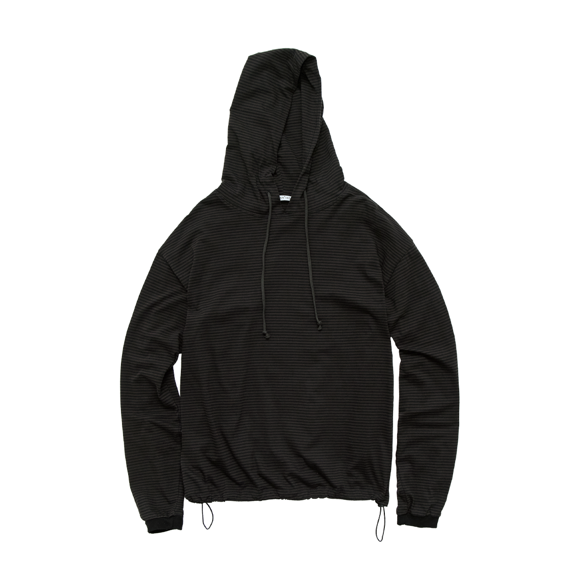 폴리테루 휴먼인덱스 휴먼 핀 스트라이프 싱글 후디 블랙 브라운(Polyteru Human Index Human Pin Striped Single Hoodie Black Brown)