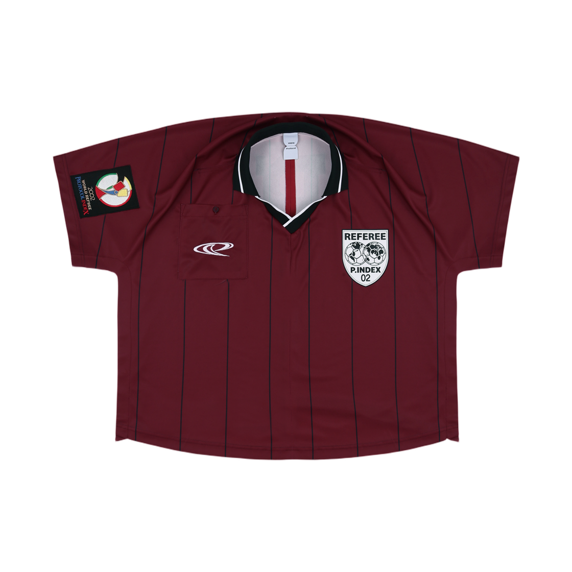 프로토콜 인덱스 페이크 숄더 레프리 풋볼 저지 버건디(Protocol Index Fake Shoulder Referee Football Jersey Burgundy)