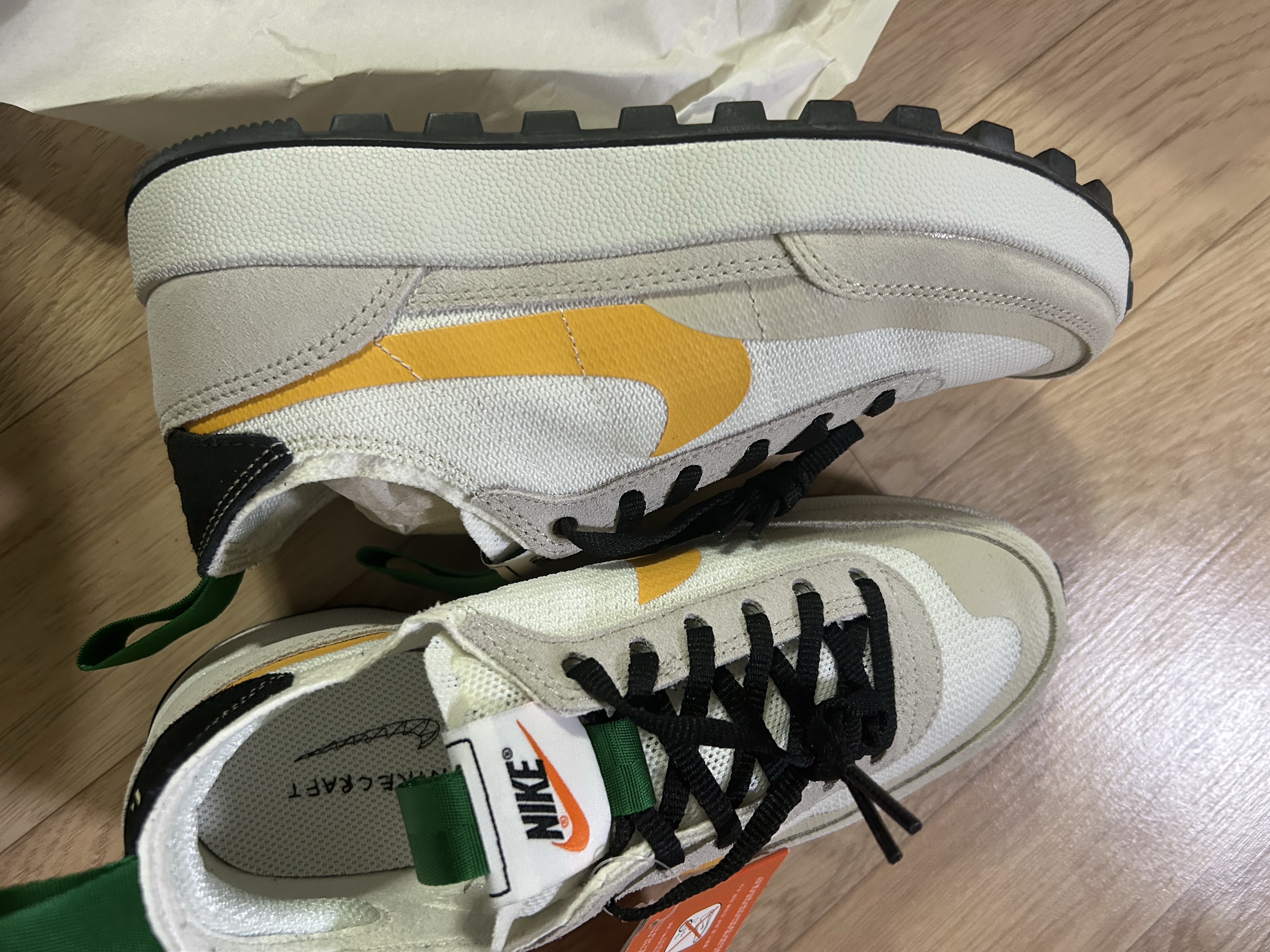 Nike x Tom Sachs General Purpose Shoe Pine Green University Gold 착용 스타일