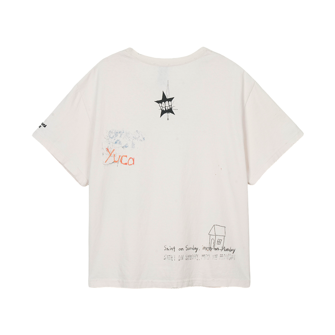 프로토콜 인덱스 핸드 드로잉 워시드 티셔츠 아이보리(Protocol Index Hand Drawing Washed T-Shirt Ivory) - 2