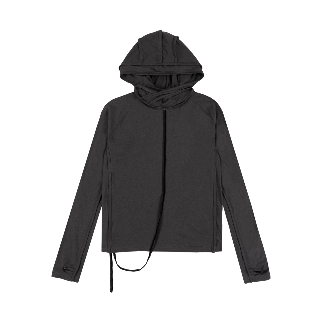 산시 슬림 벨벳 스트링 후디 그레이(SANSI Slim Velvet String Hoodie Gray)