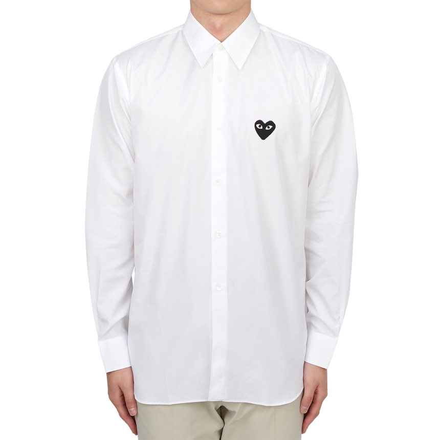 [15% 쿠폰] 플레이 꼼데가르송 블랙 하트 클래식 셔츠 화이트([15% 쿠폰] Play Comme Des Garcons Black Heart Classic Shirt White) - 2