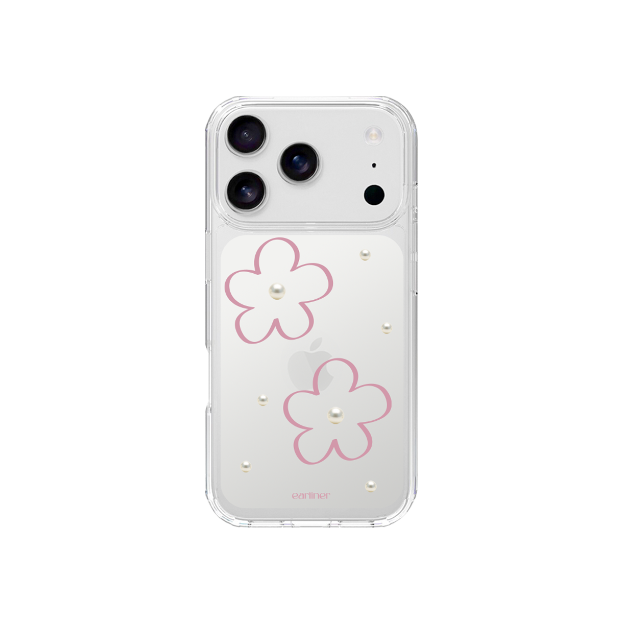 얼리너 핑크 플라워 진주 젤하드 케이스(EARLINER handmade pink flower pearl jelly hard case) - 1
