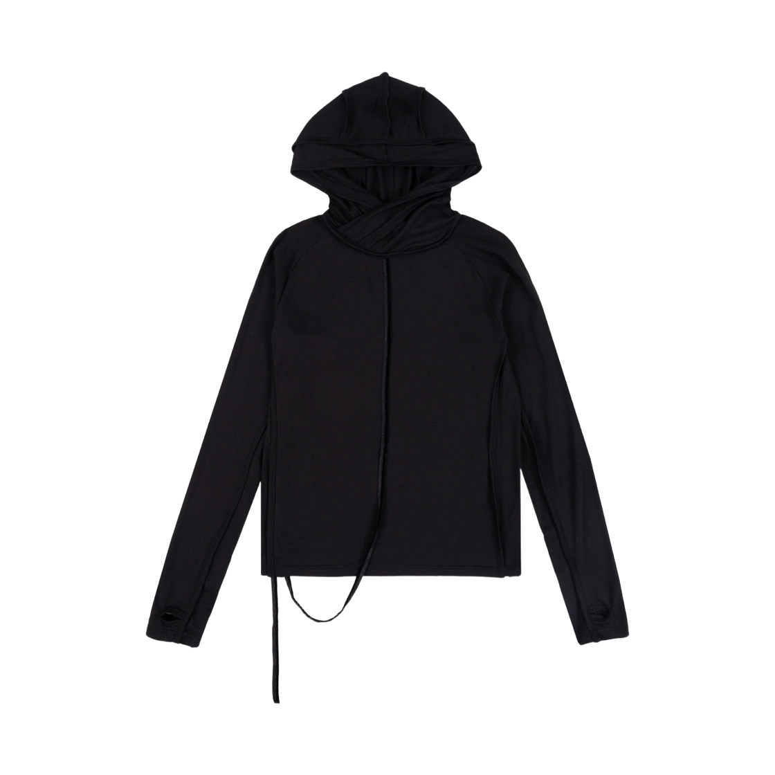 산시 슬림 벨벳 스트링 후디 블랙(SANSI Slim Velvet String Hoodie Black)