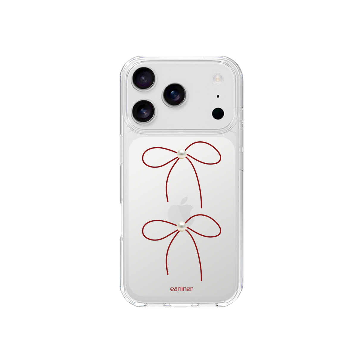 얼리너 레드 리본 진주 젤하드 케이스(EARLINER handmade red ribbon pearl jelly hard case)