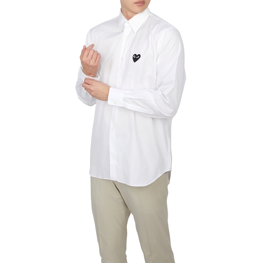 [15% 쿠폰] 플레이 꼼데가르송 블랙 하트 클래식 셔츠 화이트([15% 쿠폰] Play Comme Des Garcons Black Heart Classic Shirt White) - 5