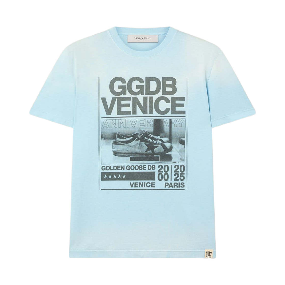 골든구스 그래픽 프린트 코튼 저지 티셔츠 라이트 블루(Golden Goose Graphic Print Cotton Jersey T-Shirt Light Blue)