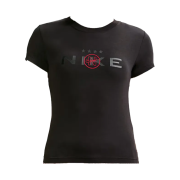 (W) Nike NSW Chill Knit Mod Cropped T-Shirt Black Light Crimson - Asia