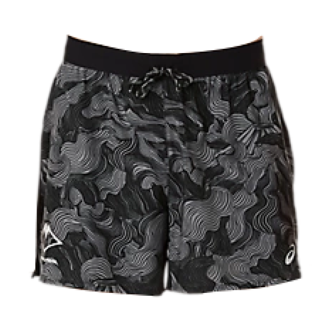아식스 후지트레일 5인치 프린트 쇼츠 퍼포먼스 블랙 카본 크림(Asics Fujitrail 5-Inch Print Shorts Performance Black Carbon Cream)
