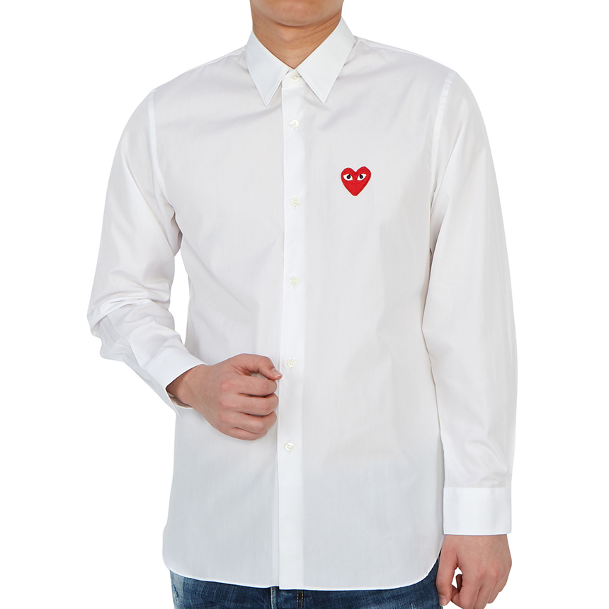[15% 쿠폰] 플레이 꼼데가르송 레드 하트 셔츠 화이트([15% 쿠폰] Play Comme des Garcons Red Heart Shirt White) - 6