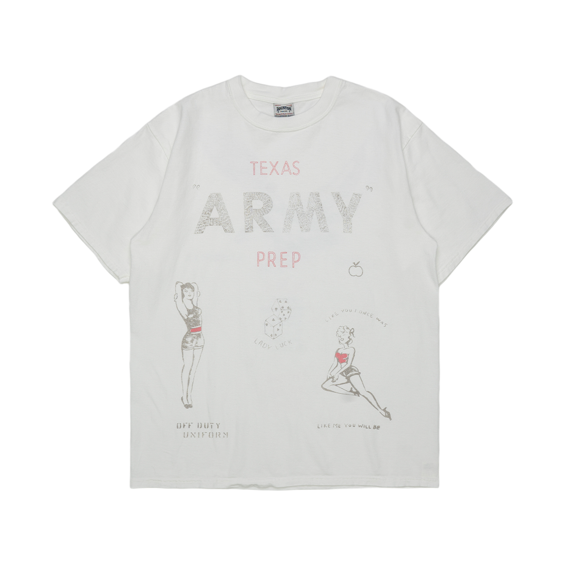 휴스턴 재팬 피그먼트 프린트 티 아미 화이트 노 피그먼트(Houston Japan Pigment Print Tee Army White No Pigment 22423) - 1
