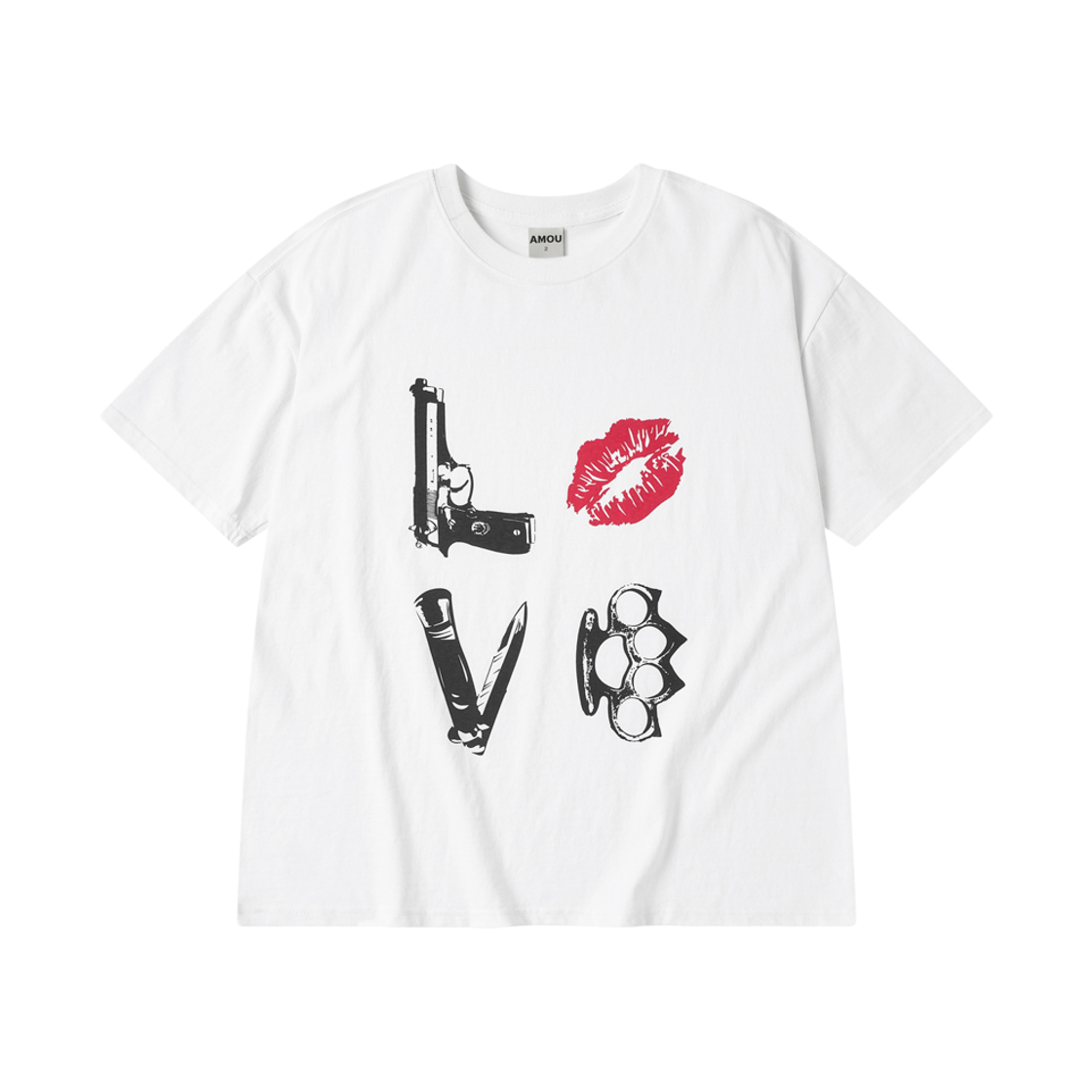 [KREAM 단독] 아모우 댄저 러버 레글런 티셔츠 화이트([KREAM 단독] AMOU Danger Love Reglan T-Shirts White) - 1