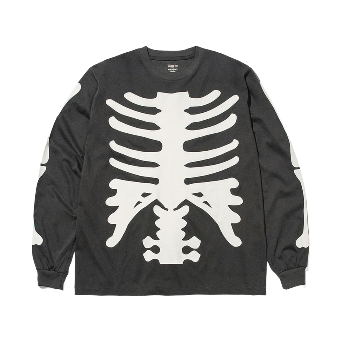 벤슨 레더 카툰 스타일 본 롱 슬리브 티셔츠 / 피그먼트(Vanson Leathers Cartoon Style Bone Long Sleeve T-shirt / Pigment)