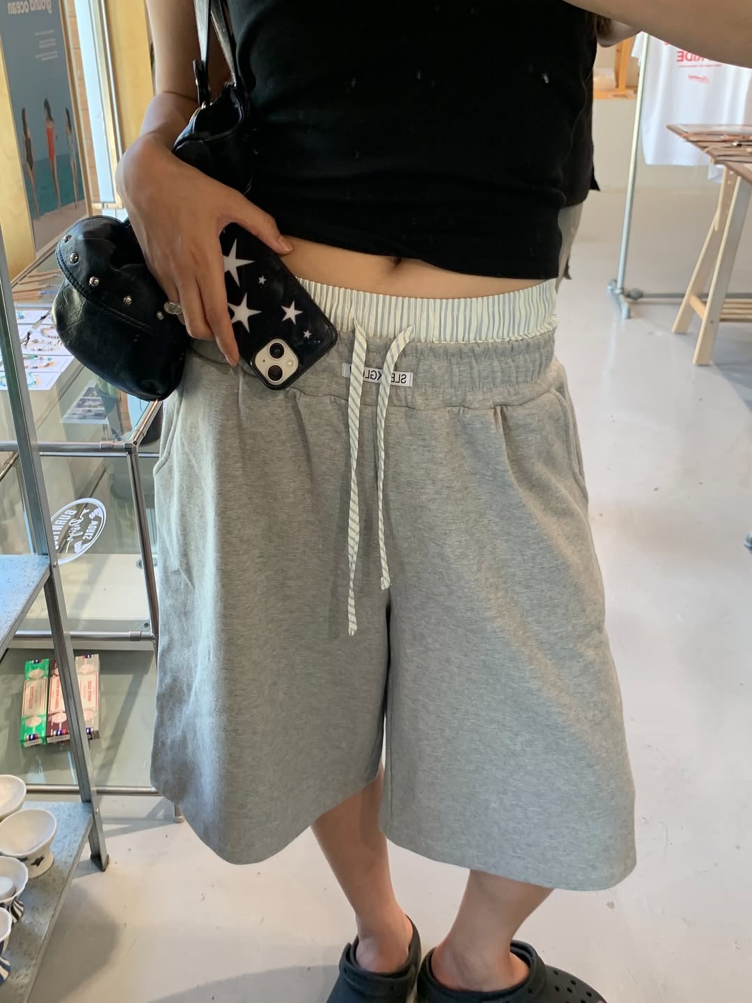 SLEEKGLOW Boxer Trunk Bermuda Pants Gray 착용 스타일 - 2