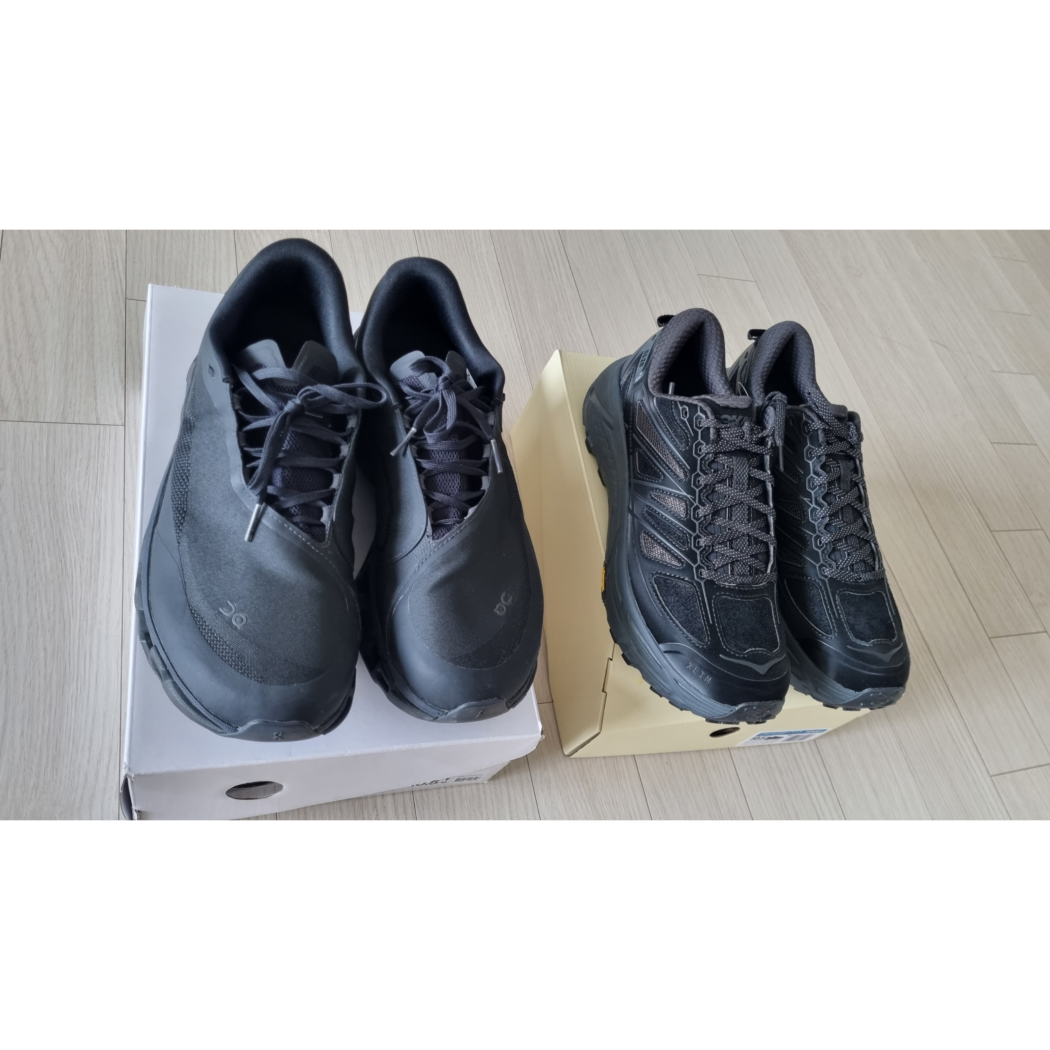 On Running x Post Archive Faction (Paf) Cloudmonster 2 Black Magnet, Hoka x Xlim Mafate Speed 2 TS Black Charcoal 착용 스타일 - 1