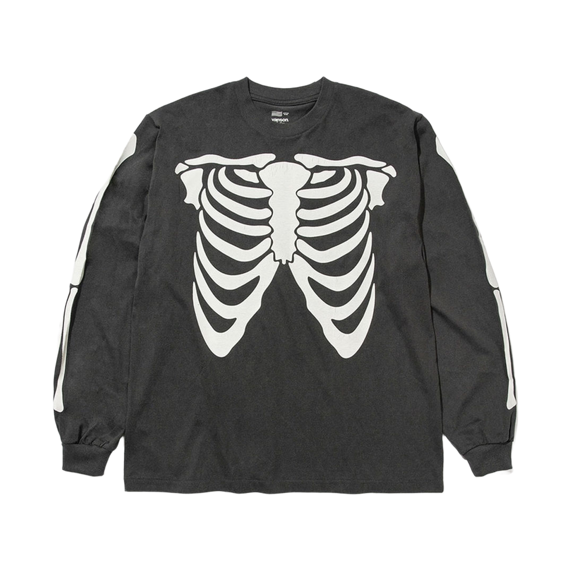 벤슨 레더 스켈레톤 스타일 본 롱 슬리브 티셔츠 / 피그먼트(Vanson Leathers Skeleton Style Bone Long Sleeve T-shirt / Pigment)