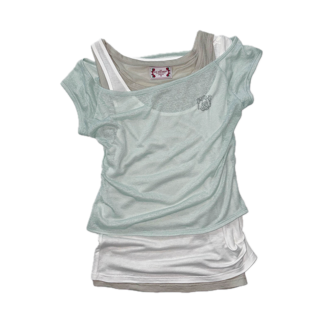 스컬프터 레이지 슬리브리스 레이어드 티 민트(Sculptor Lazy Sleeveless Layered Tee Mint)