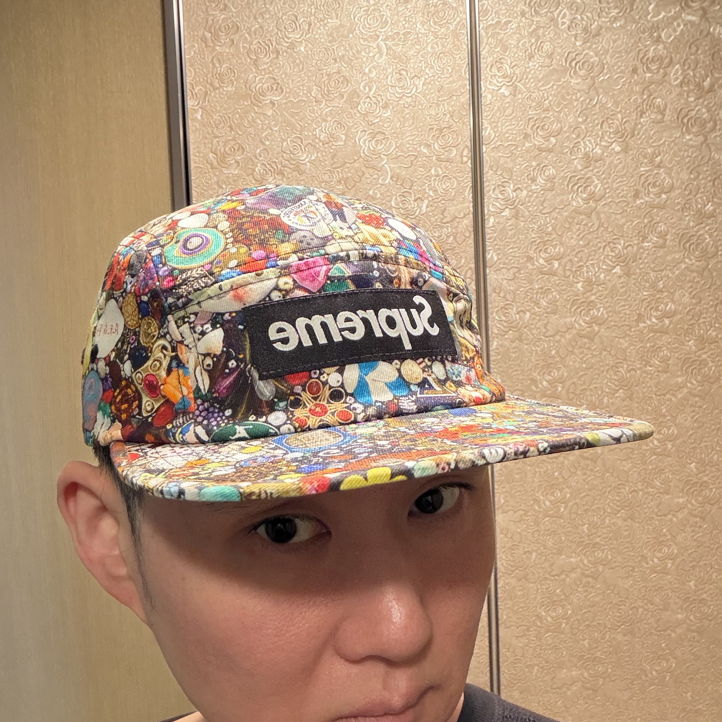 Supreme x Mike Kelley Camp Cap Multicolor - 26SS, Supreme AOI Embroidered Camp Cap Black - 25SS 착용 스타일 - 2