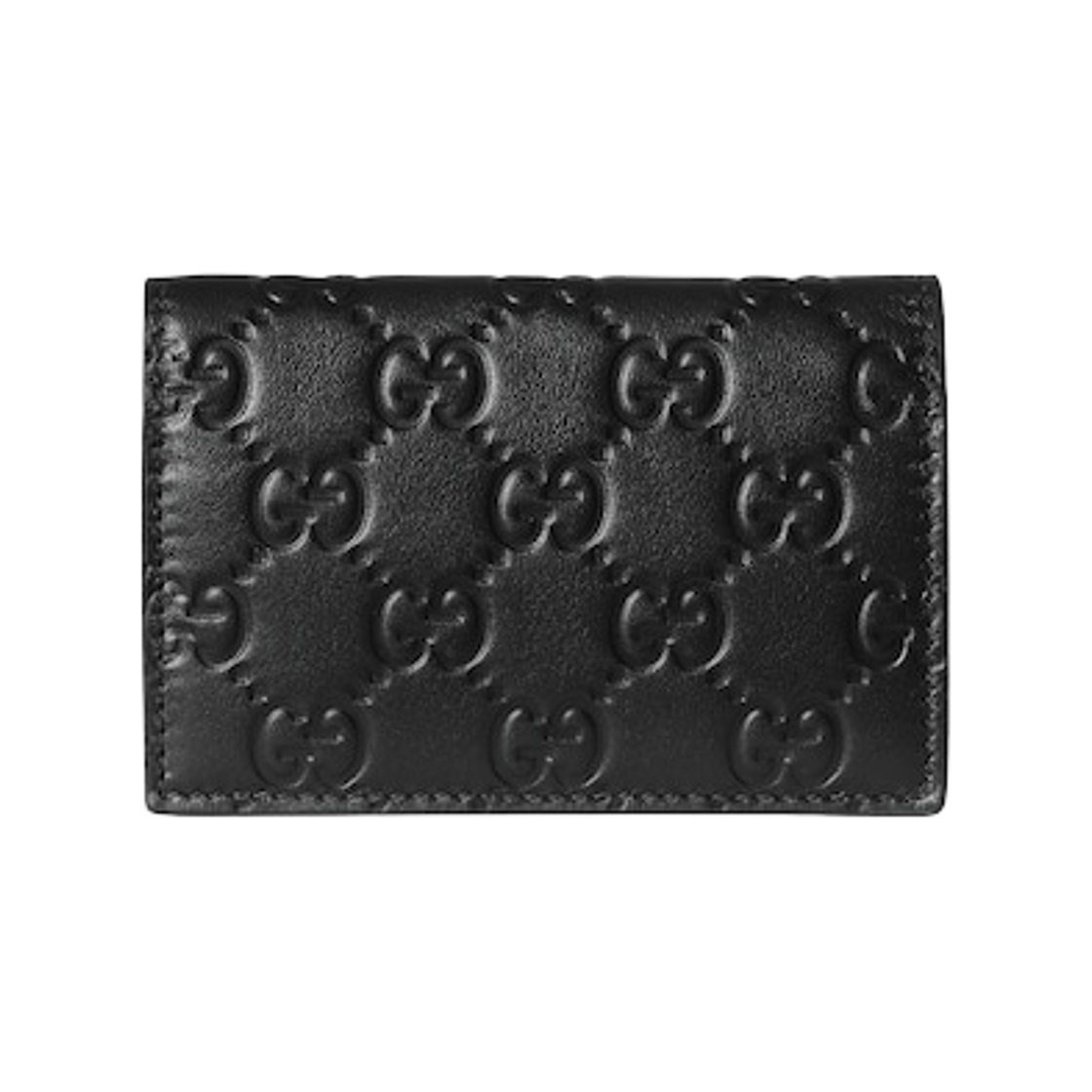 850176-AAFDV-1000 Gucci GG Emblem Card Case Black