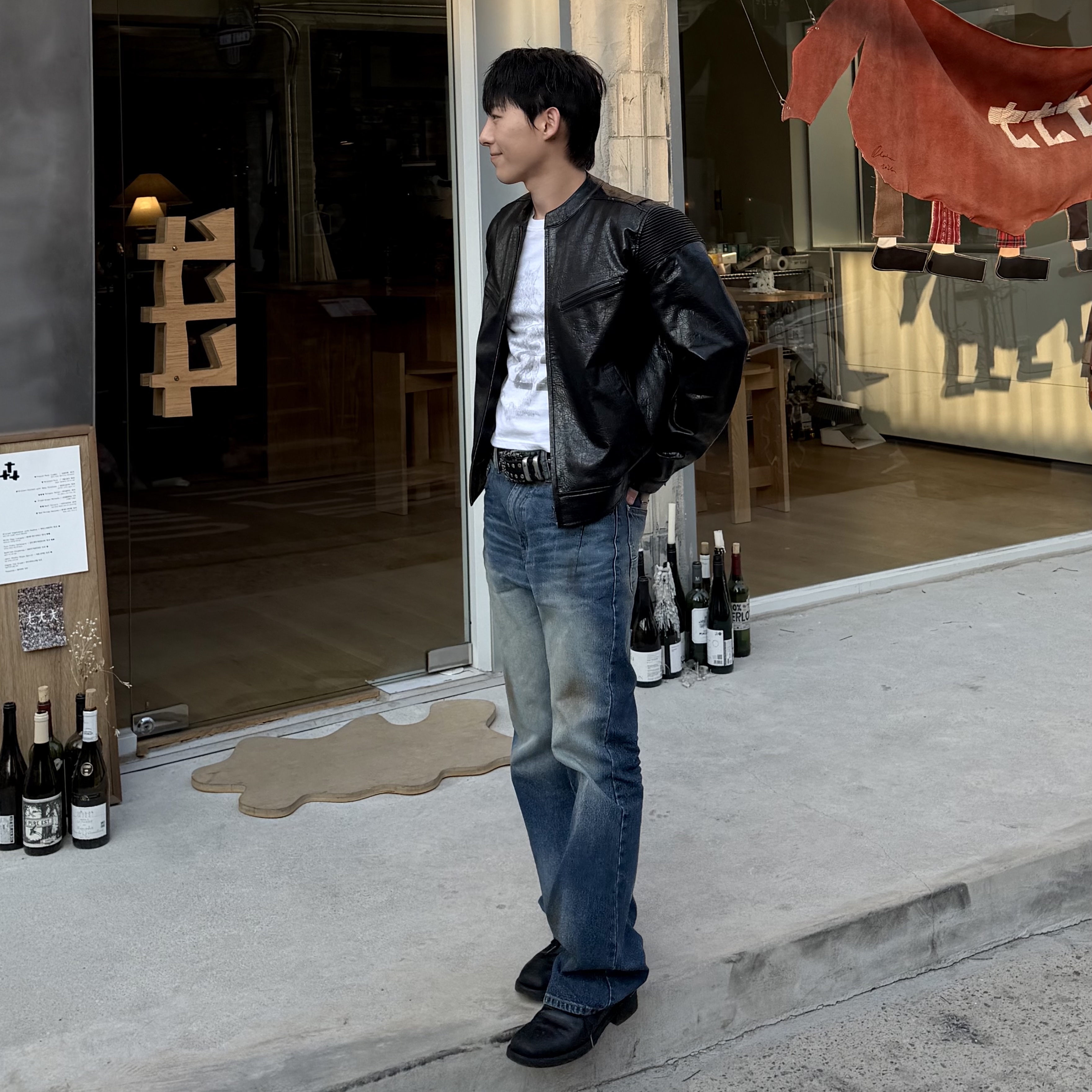 [더블적립]Farfromwhat Far Aged Flare Jeans 착용 스타일