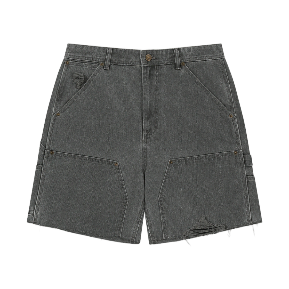마뗑킴 해링본 로우 컷 데님 쇼츠 그레이(Matin Kim Heringbone Raw Cut Denim Shorts In Grey)