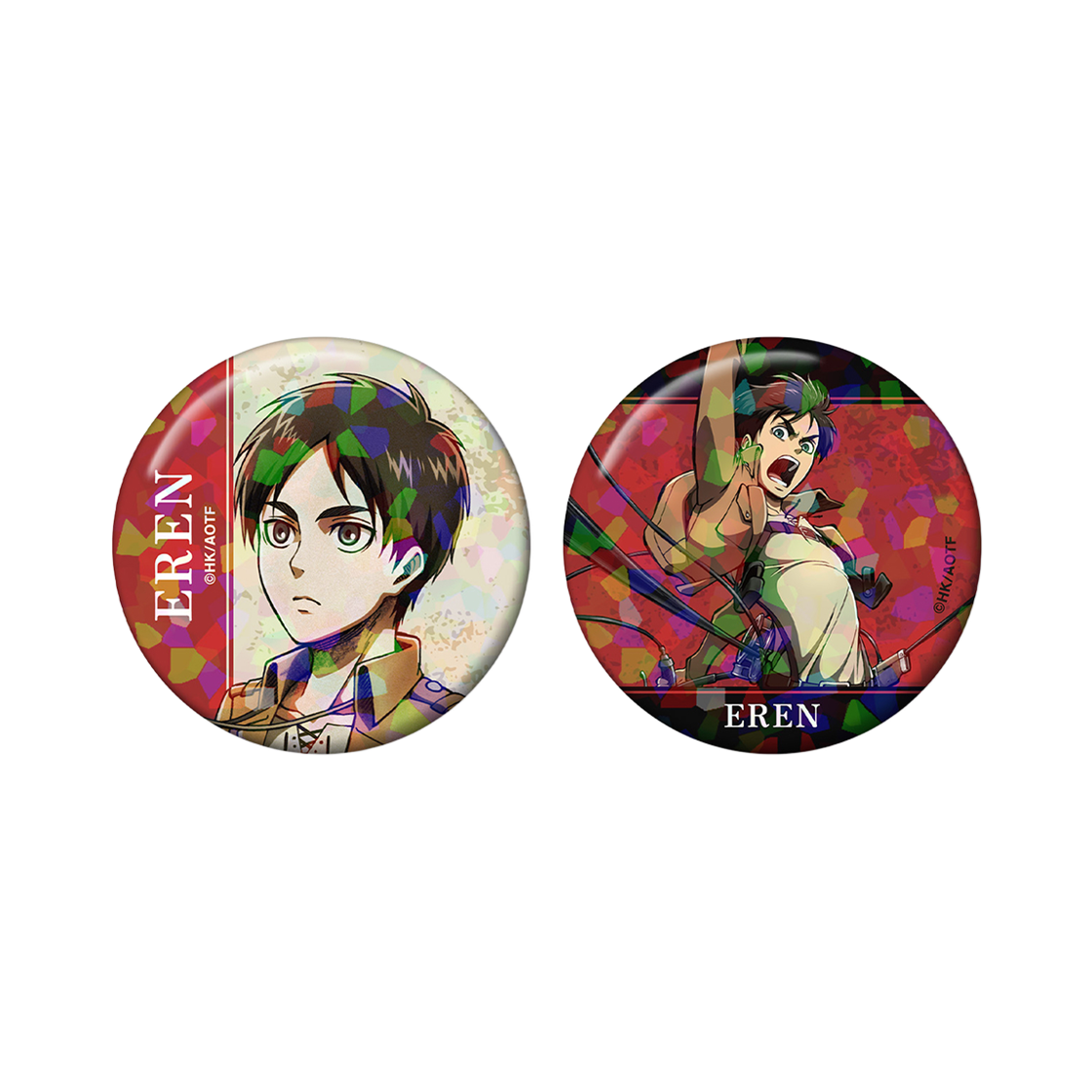 [예약배송] 애니모어 진격의 거인 엘런 홀로그램 캔뱃지 2개 세트