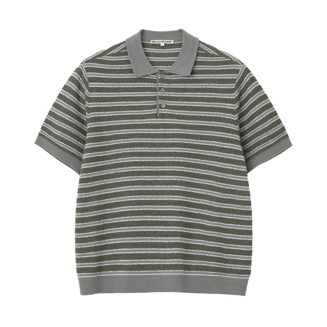 밀로 아카이브 파르넨 하프 카라 니트 그레이쉬 그린