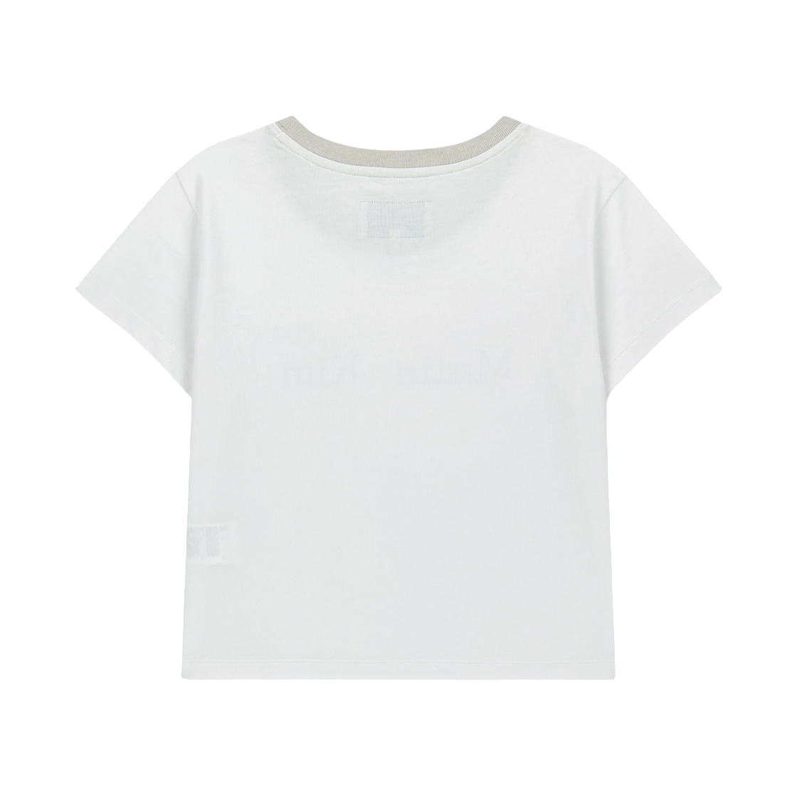 (W) 마뗑킴 토날 립 로고 크롭 탑 화이트((W) Matin Kim Tonal Rib Logo Crop Top In White) - 2