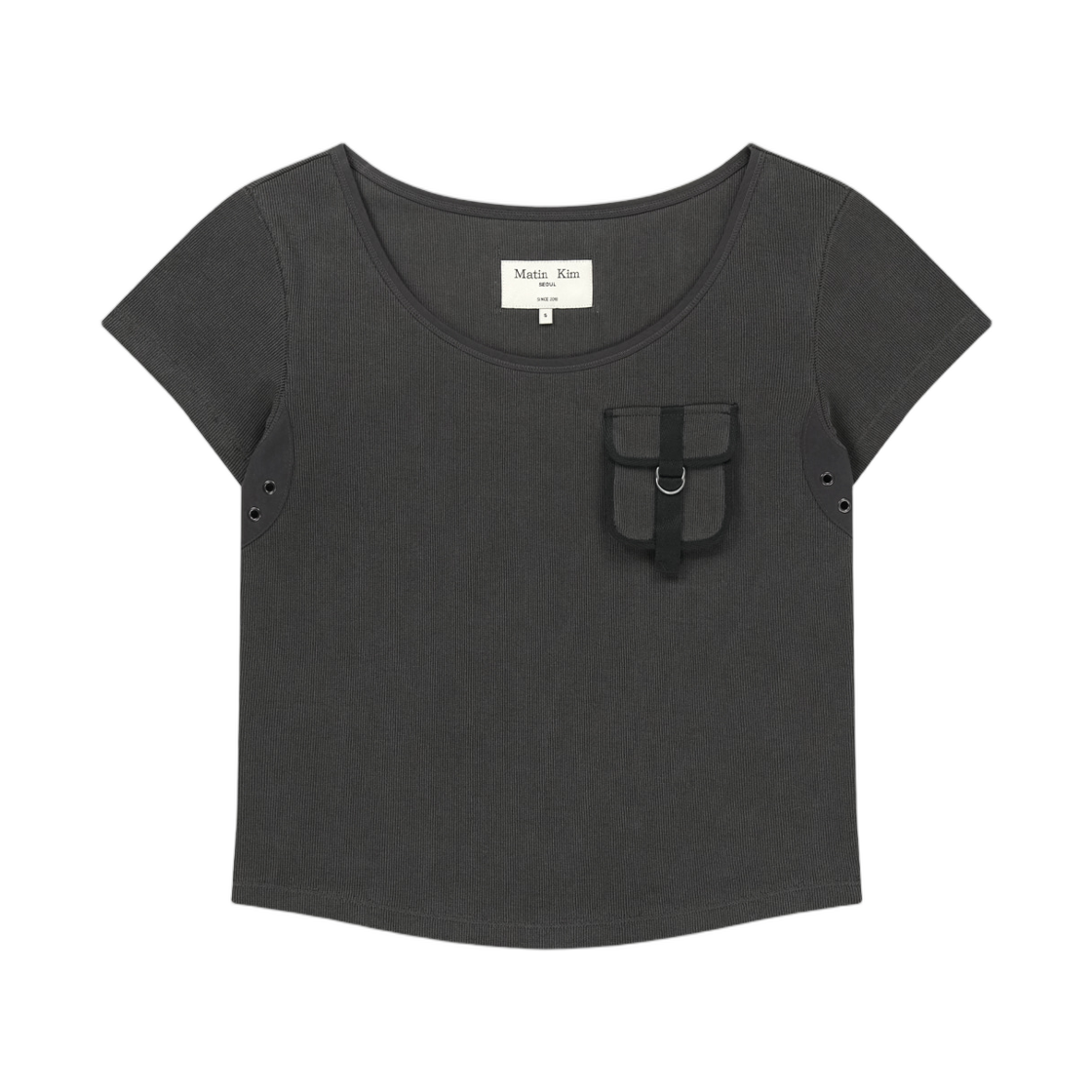 MK2634TS007MCH (W) Matin Kim Pocket Point Slim Fit Top In Charcoal