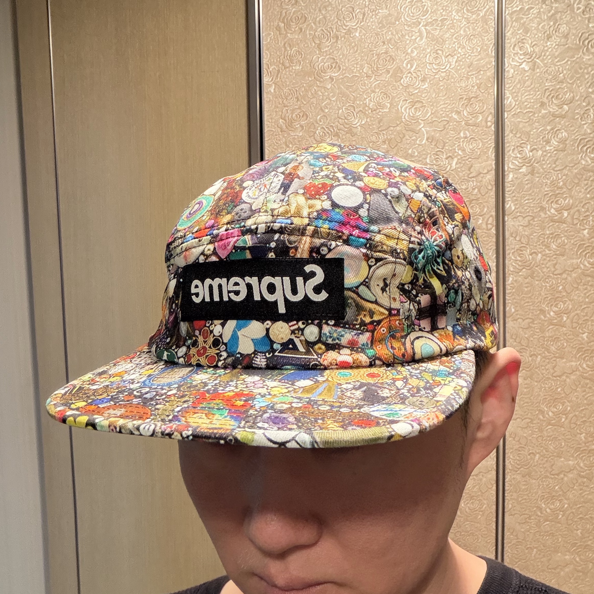 Supreme x Mike Kelley Camp Cap Multicolor - 26SS, Supreme AOI Embroidered Camp Cap Black - 25SS 착용 스타일 - 4