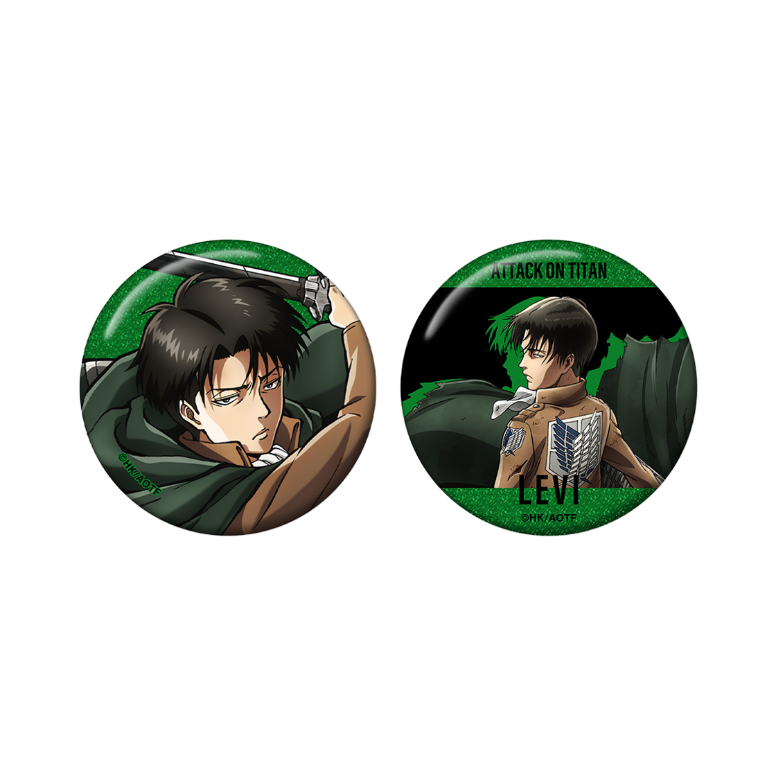 [예약배송] 애니모어 진격의 거인 리바이 글리터 캔뱃지 2개 세트