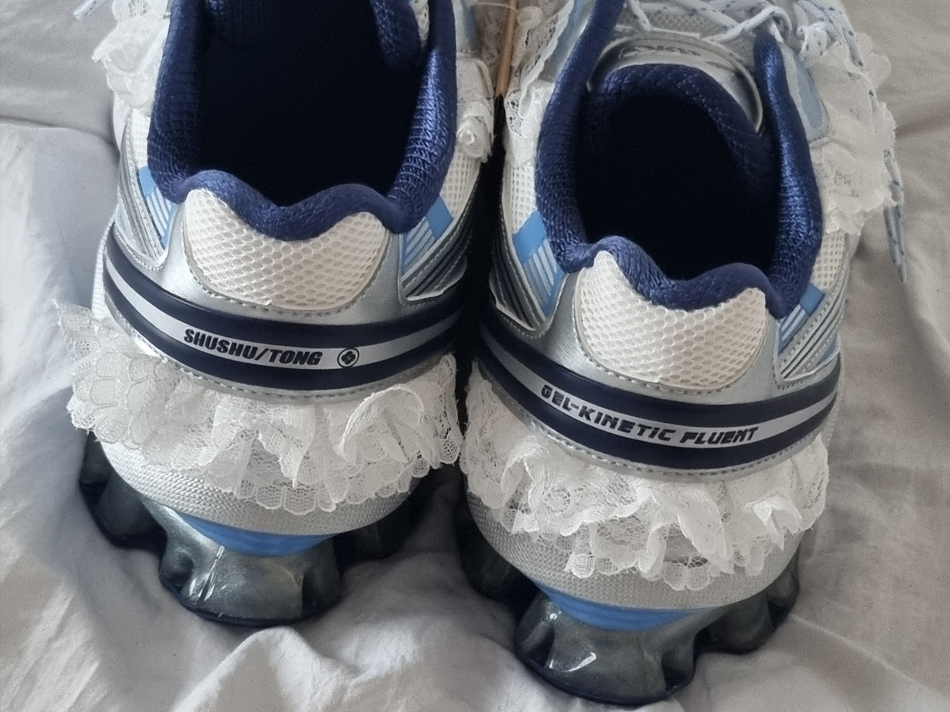 Asics x Shushu Tong Gel-Kinetic Fluent White Dive Blue 착용 스타일 - 5