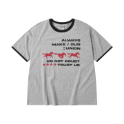 AMOU Runing Horse Ringer T-Shirts Gray
