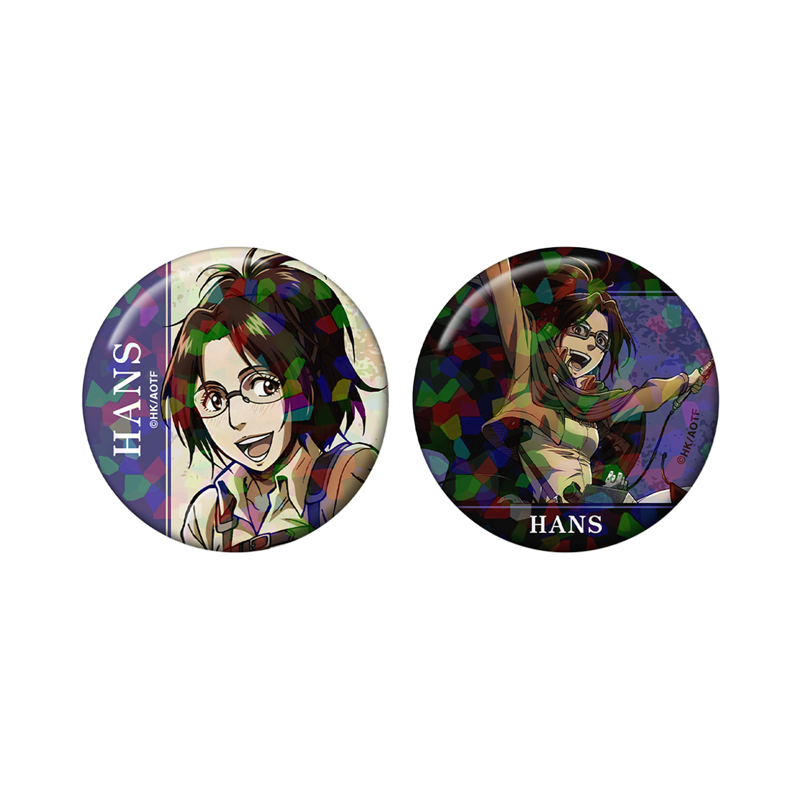애니모어 진격의 거인 한지 홀로그램 캔뱃지 2개 세트(Animore Attack on Titan Hange Hologram Can Badge 2 Set)