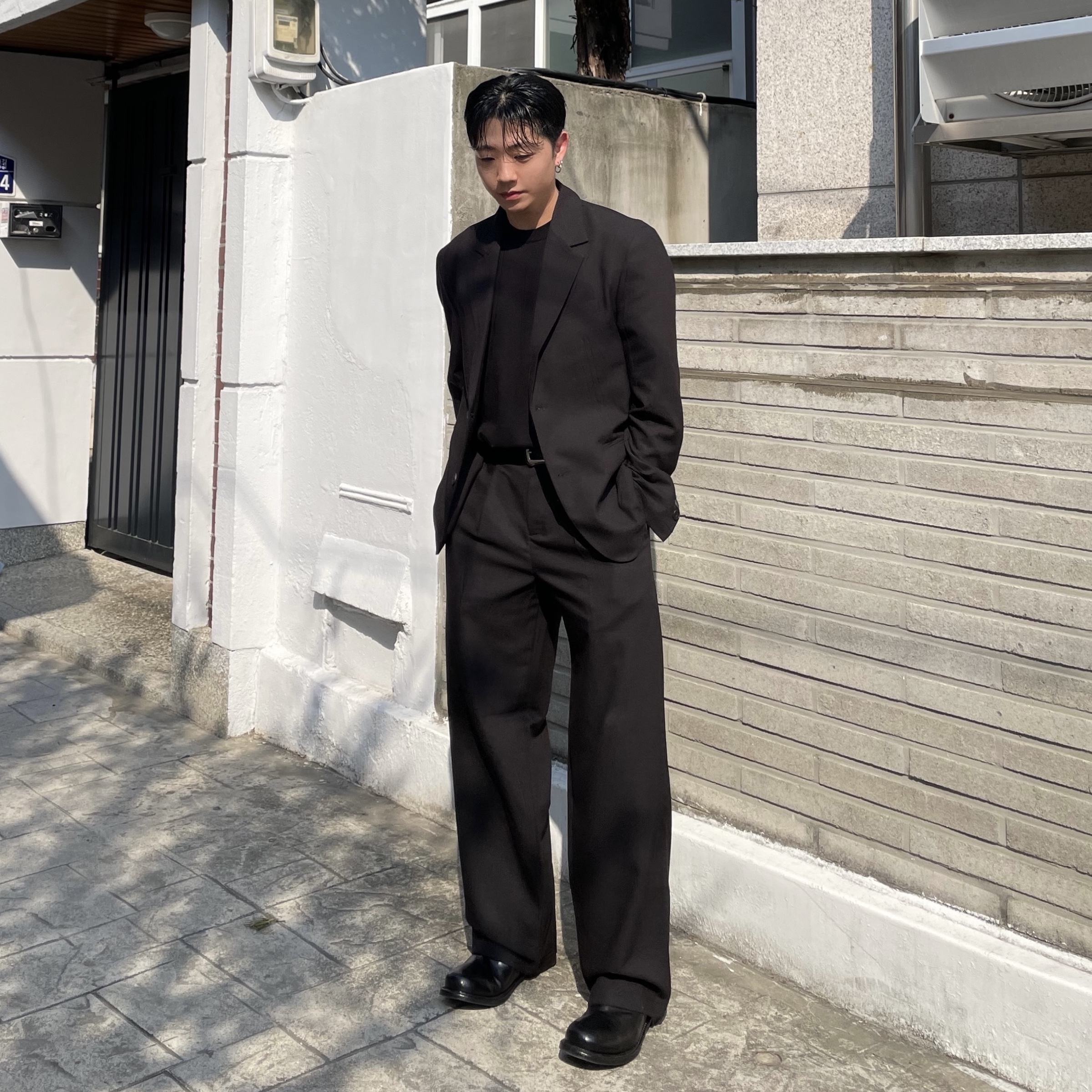 LOSTGARDEN Uniform Washed Boots Black 착용 스타일 - 2