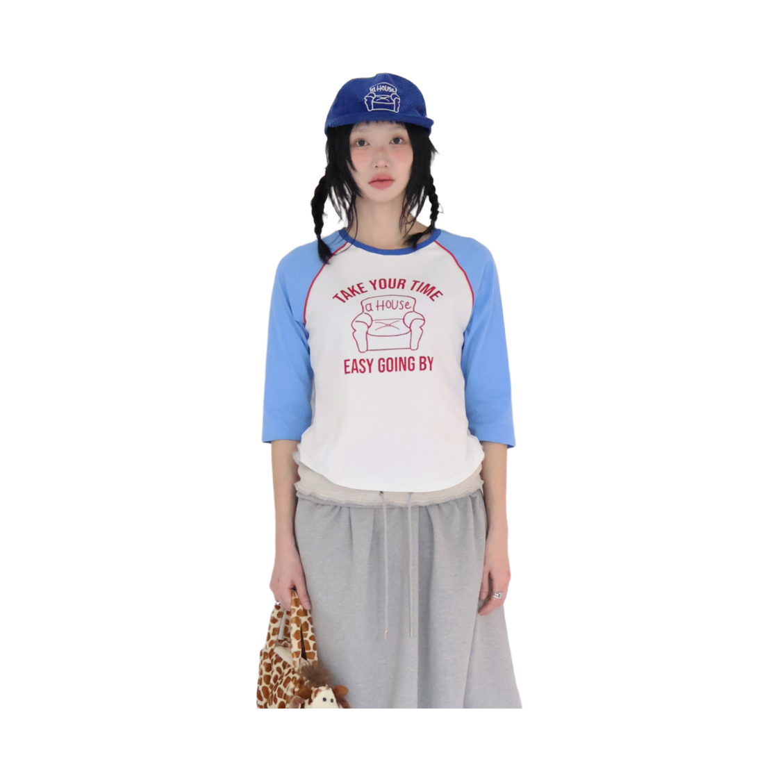 키코지 소파 레글런 티셔츠 스카이블루(kikozy Sofa Raglan T-shirt Sky blue) - 2