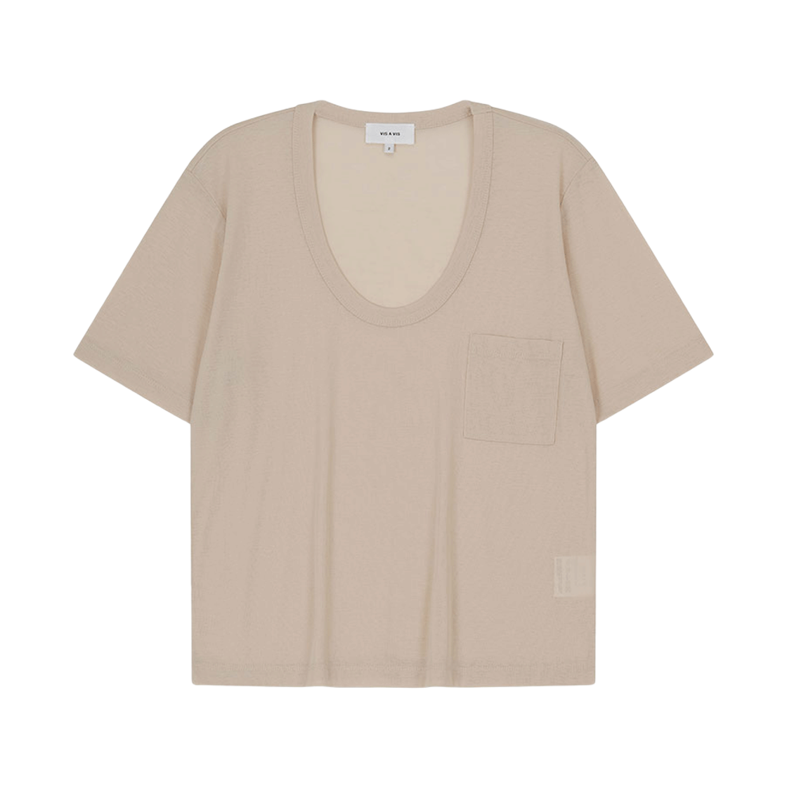 비자비 하프 슬리브드 유넥 티셔츠 베이지(VIS A VIS Half Sleeved U Neck Tee Shirt Beige)