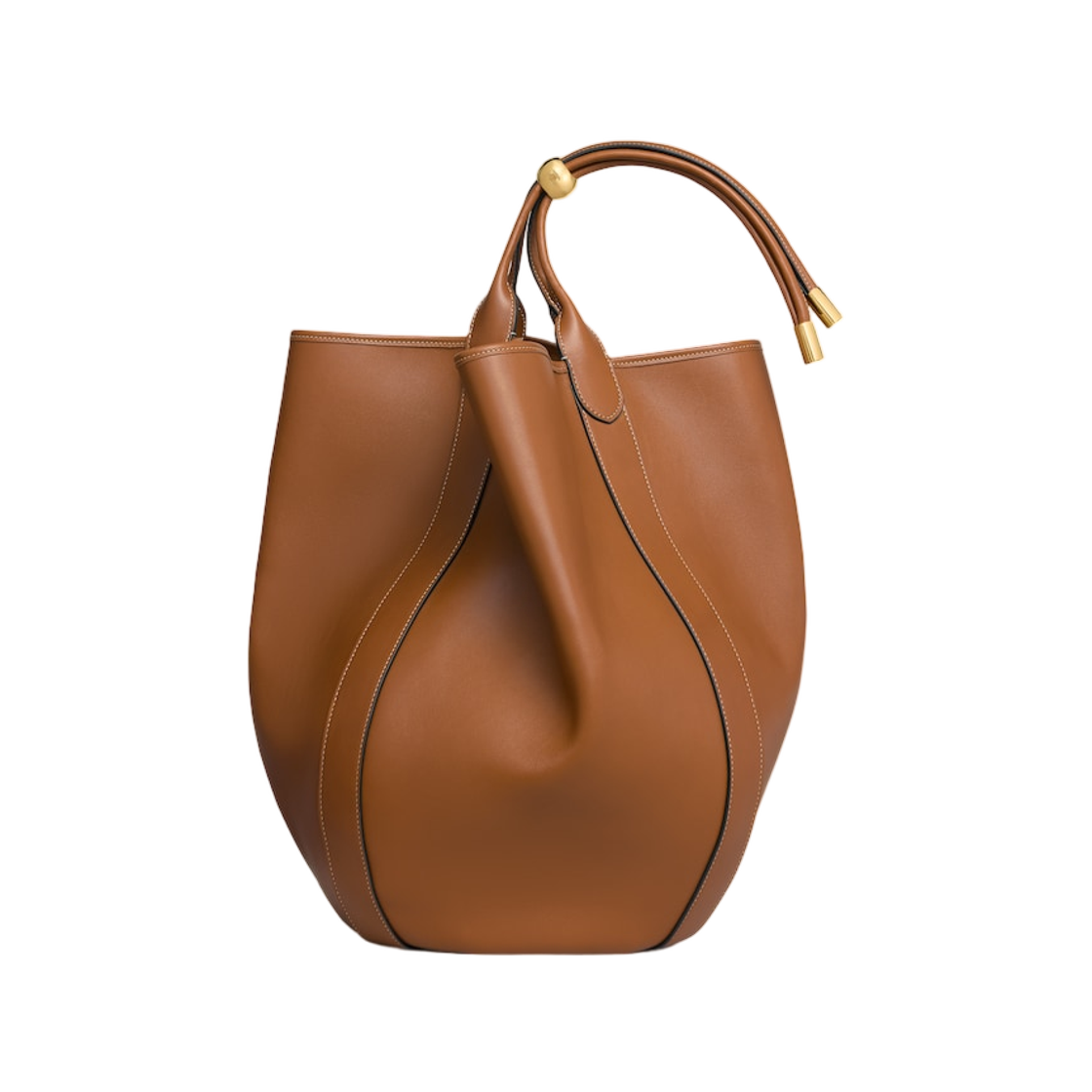 L102H3341-GGB1 Celine Large Drop Bucket Bag in Supple Smooth Calfskin Golden Tan