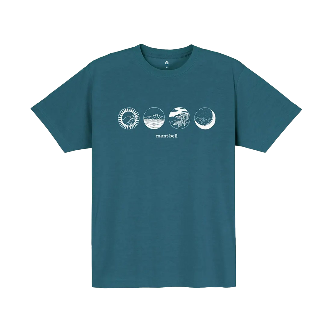 1114732 Montbell Wickron Mountain Scenes T-Shirt Blue Green