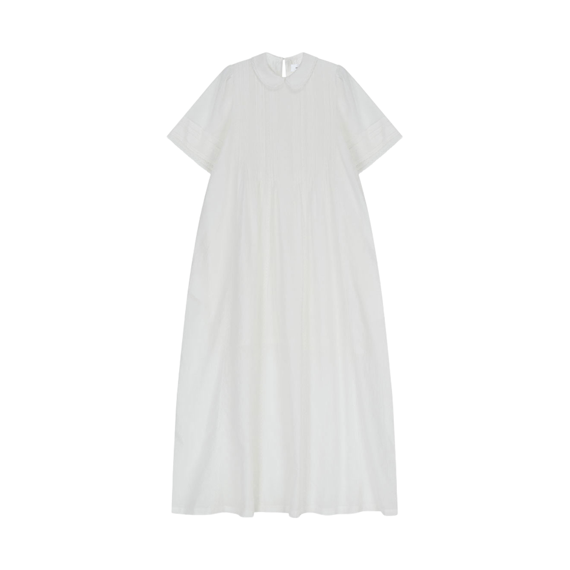 비자비 핀턱 앤 엠브로이더드 레이스 트림 코튼 드레스 화이트(VIS A VIS Pintuck And Embroidered Lace Trim Cotton Dress White)